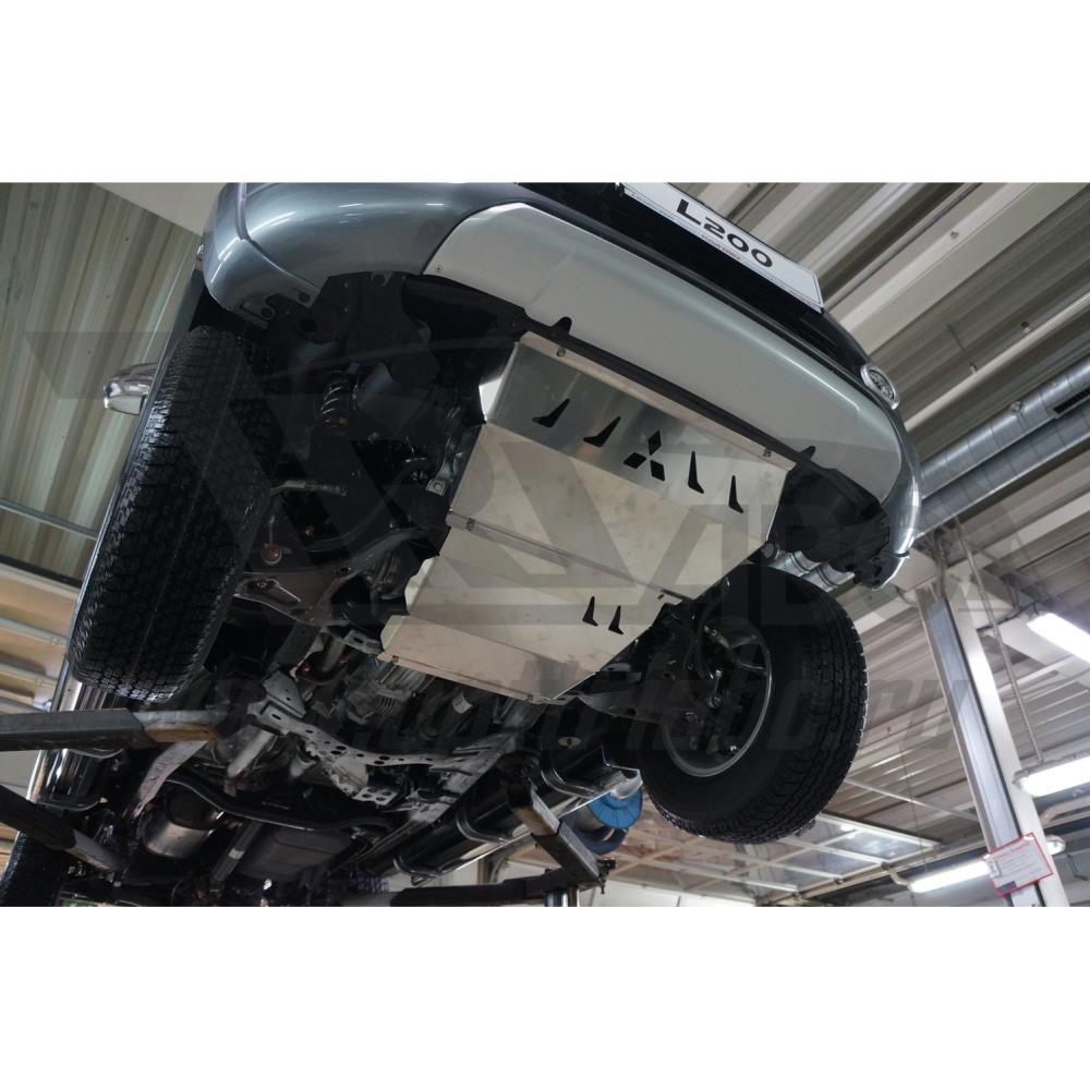 Алюминиевая защита радиатора и картера из 2 частей (толщина листа 4 мм) MITSUBISHI L-200, V-ВСЕ; КПП-ВСЕ (2015-11.2018) / FIAT FULLBACK V-ВСЕ, КПП-ВСЕ (2016-)