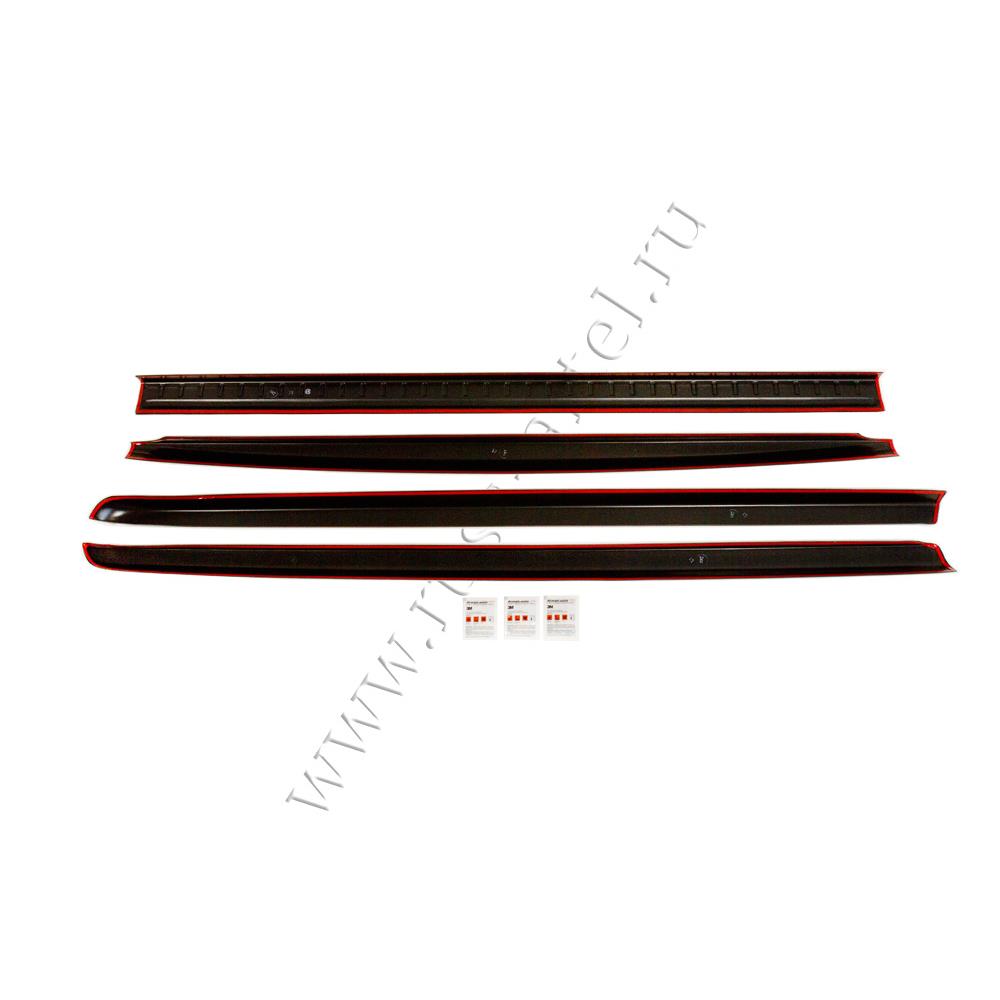 Комплект накладок на передний борт кузова, боковые борта и задний откидной борт со скотчем 3М Mitsubishi L200 2015-2018 (V дорестайлинг)