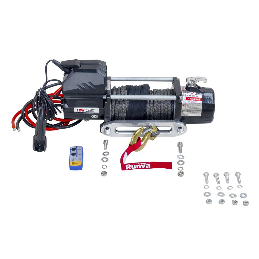 Лебёдка электрическая 12V Magnum 12000 lbs 5443 кг (синтетический трос)