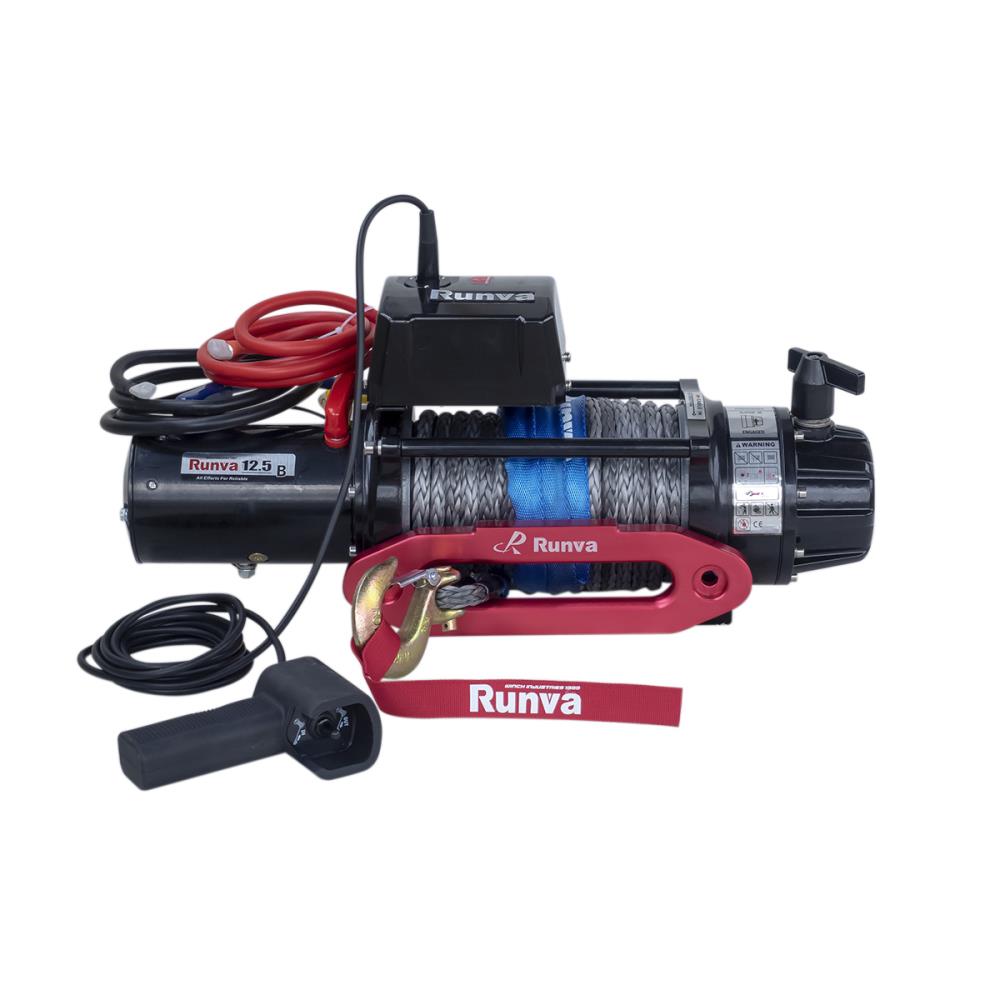Лебёдка электрическая 12V Runva 12500 lbs 5720 кг (влагозащищенная) синтетический трос