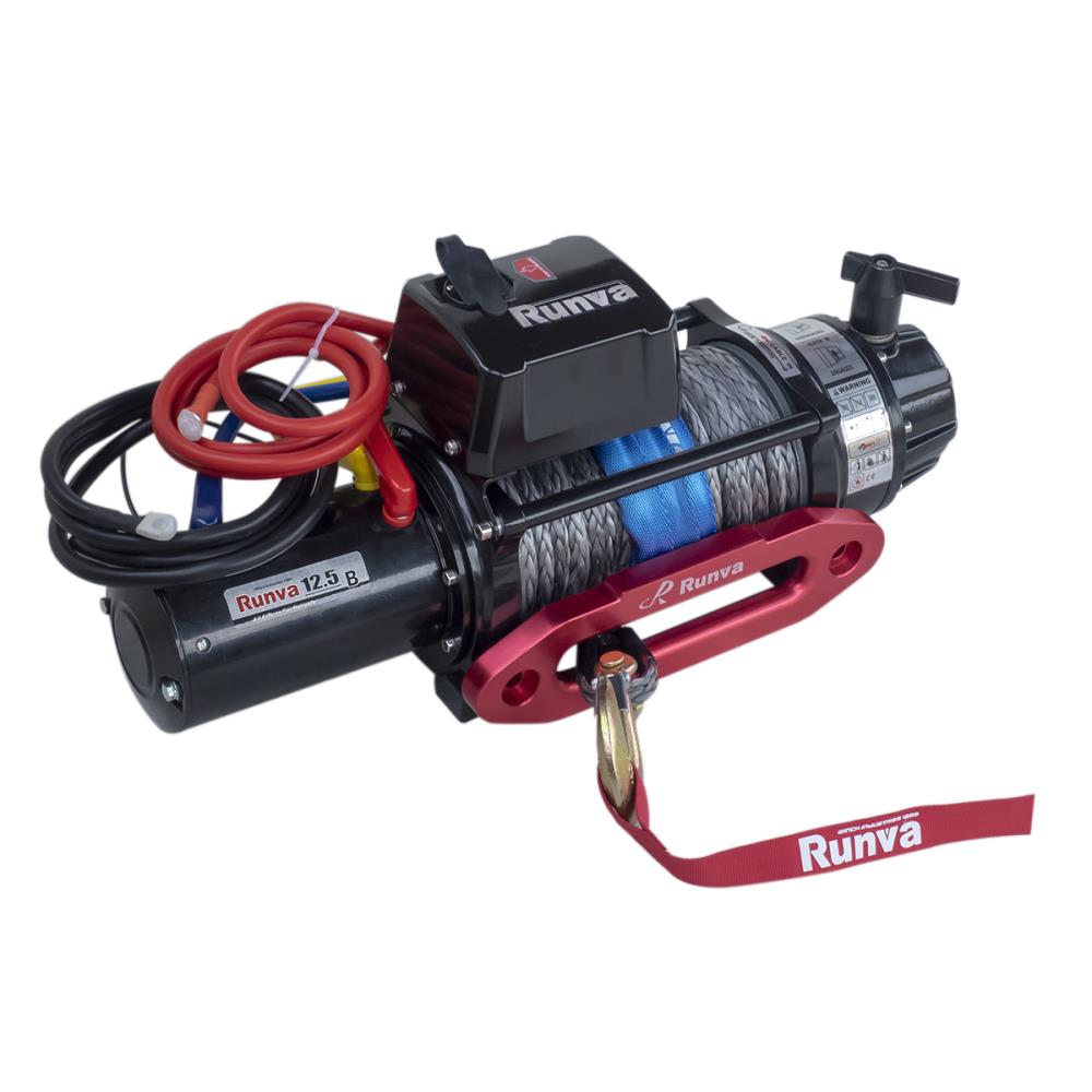 Лебёдка электрическая 12V Runva 12500 lbs 5720 кг (влагозащищенная) синтетический трос