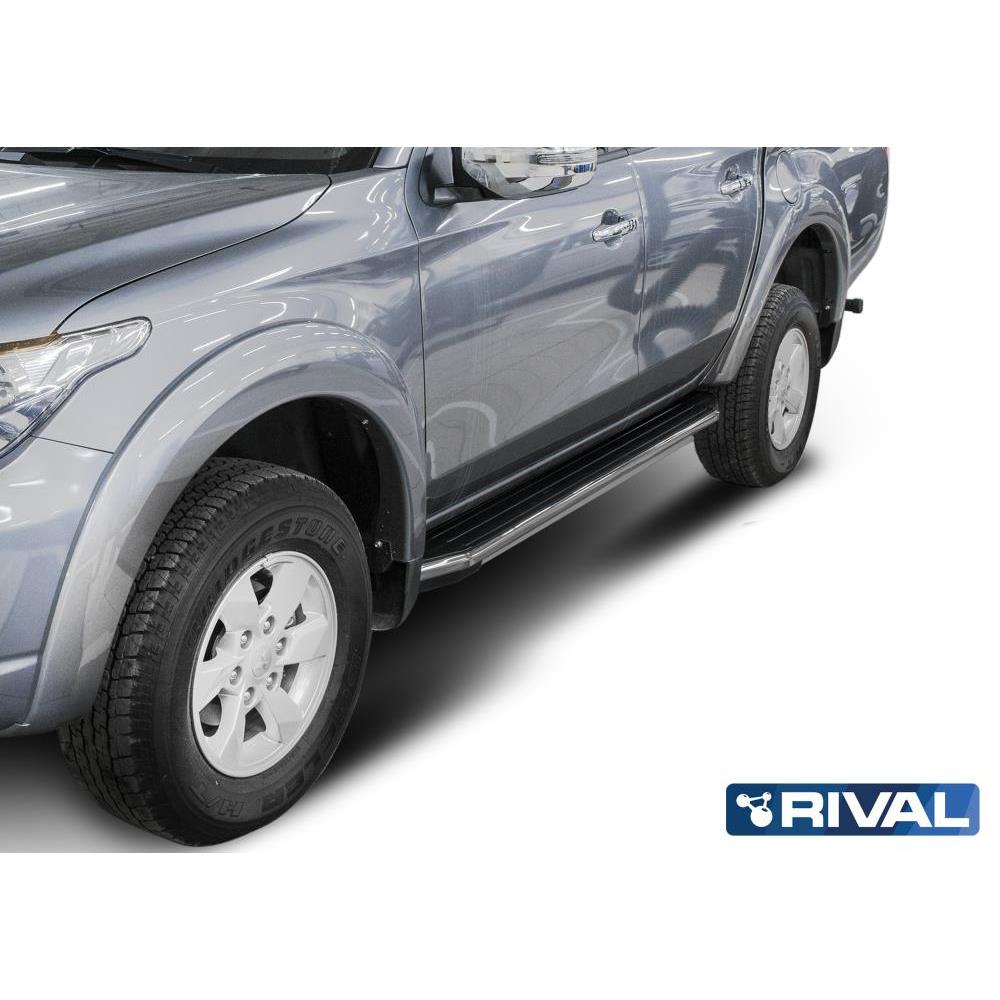 Порог-площадка "Premium" A193ALP + комплект крепежа, RIVAL, Mitsubishi L200 2006-н.в.