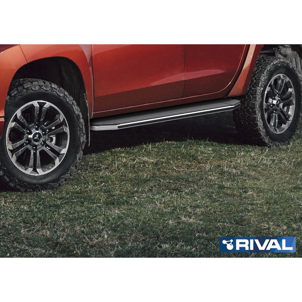 Порог-площадка "Premium" A193ALP + комплект крепежа, RIVAL, Mitsubishi L200 2006-н.в.