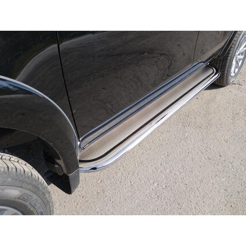 Пороги с площадкой (нерж. лист) 75х42 мм MITSUBISHI L200 2015-2019