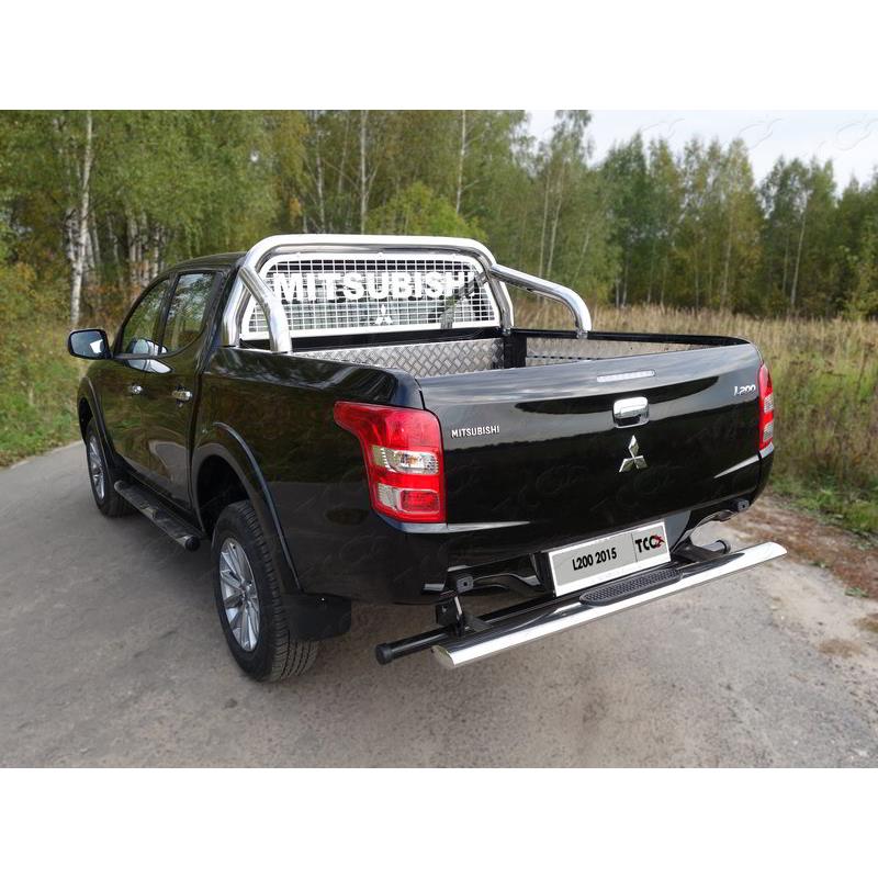 Защита задняя центральная 120х60 мм с накладкой MITSUBISHI L200 2015-2019